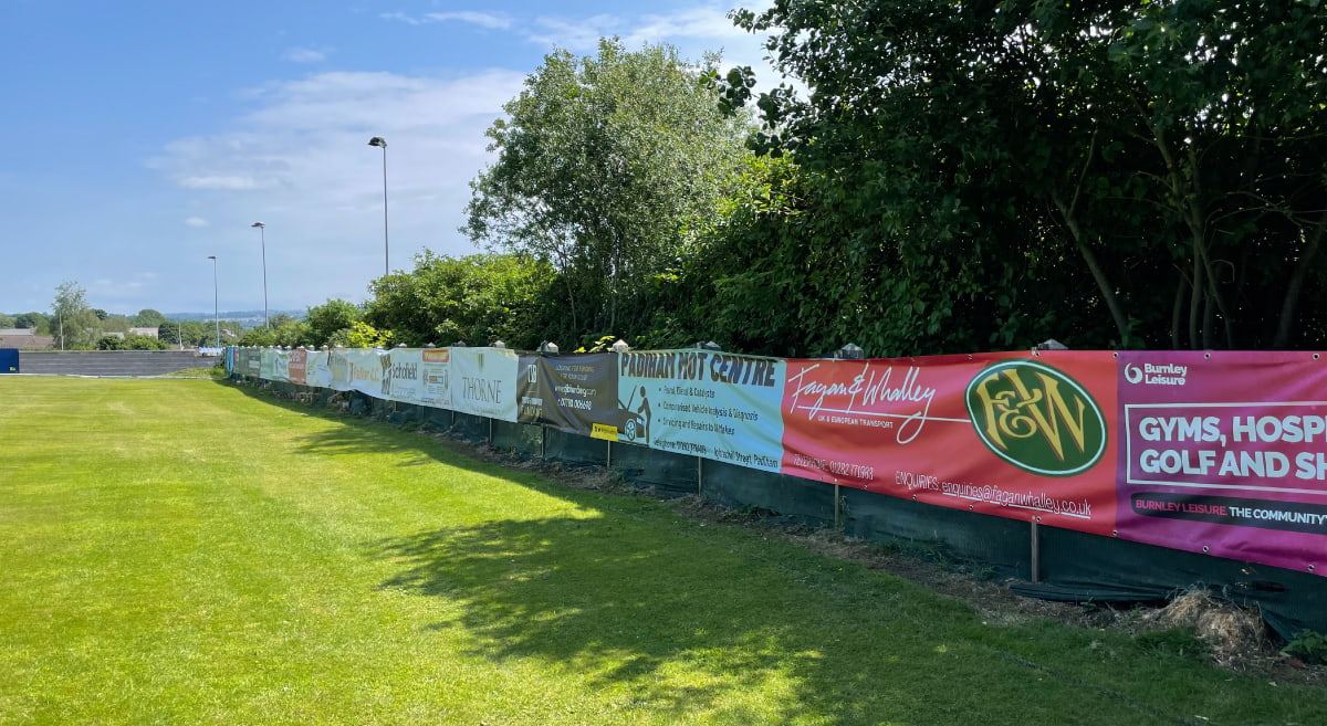 Padiham Football Club & Cricket Club sponsorship 2 Fagan & whalley banner at padiham football club
